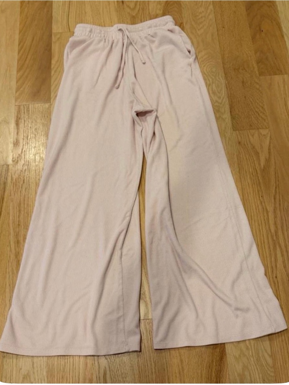 Rachel Parcell Pale Pink Ribbed Wide-Leg Lounge Pants